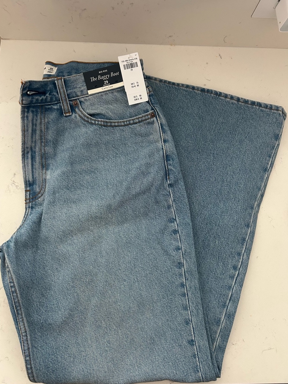 Abercrombie & Fitch Curve Love Light Blue Baggy Bootcut Jeans